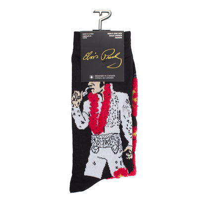 ELVIS PINK/YELLOW HIBISCUS CREW SOCKS, 1 PAIR