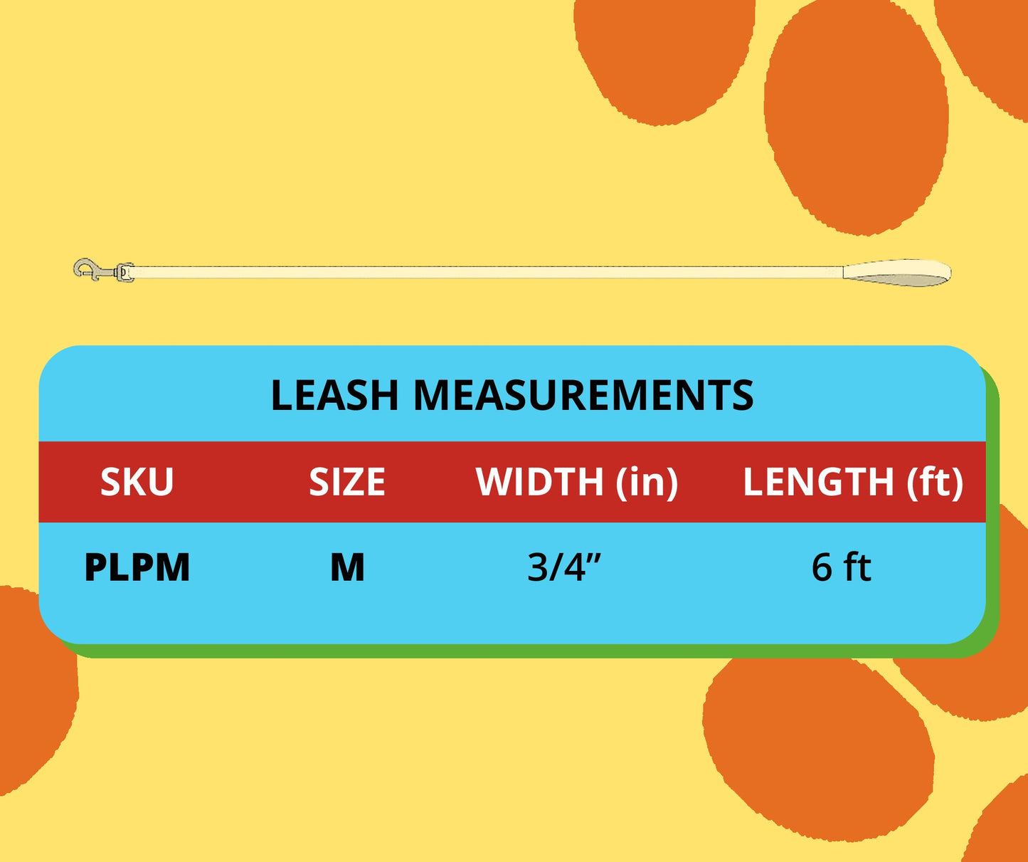 Perri's Pet Products, dog leash, paul frank colourful circles, size chart