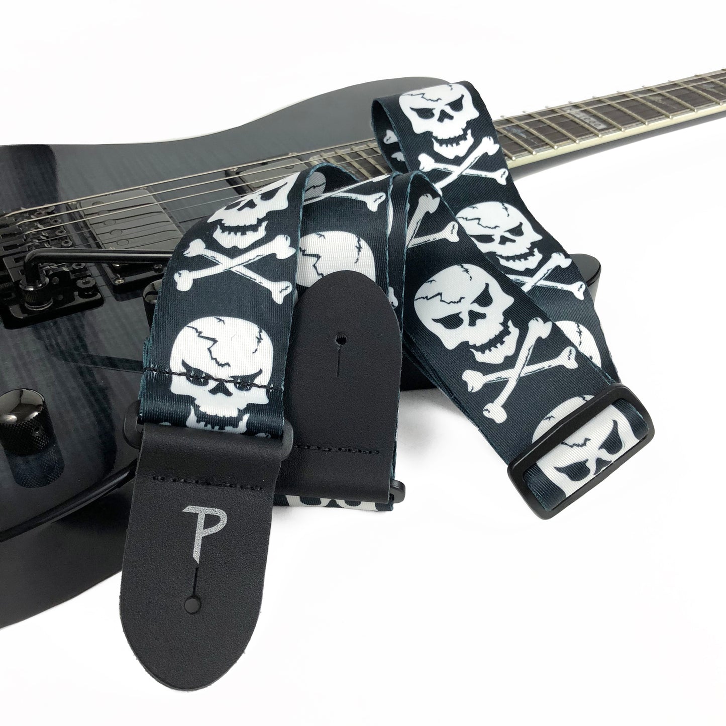 SKULL AND BONES DESIGN POLYESTER GUITAR STRAP