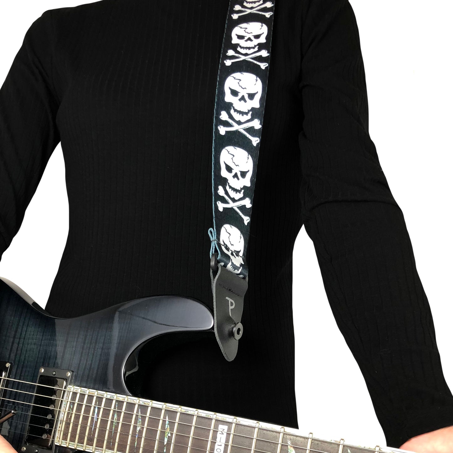 SKULL AND BONES DESIGN POLYESTER GUITAR STRAP