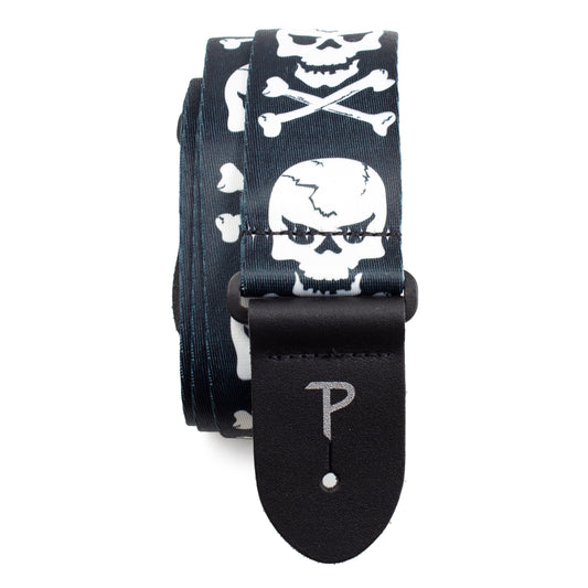 SKULL AND BONES DESIGN POLYESTER GUITAR STRAP