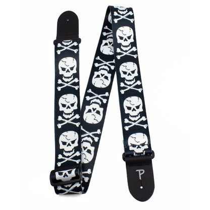 SKULL AND BONES DESIGN POLYESTER GUITAR STRAP