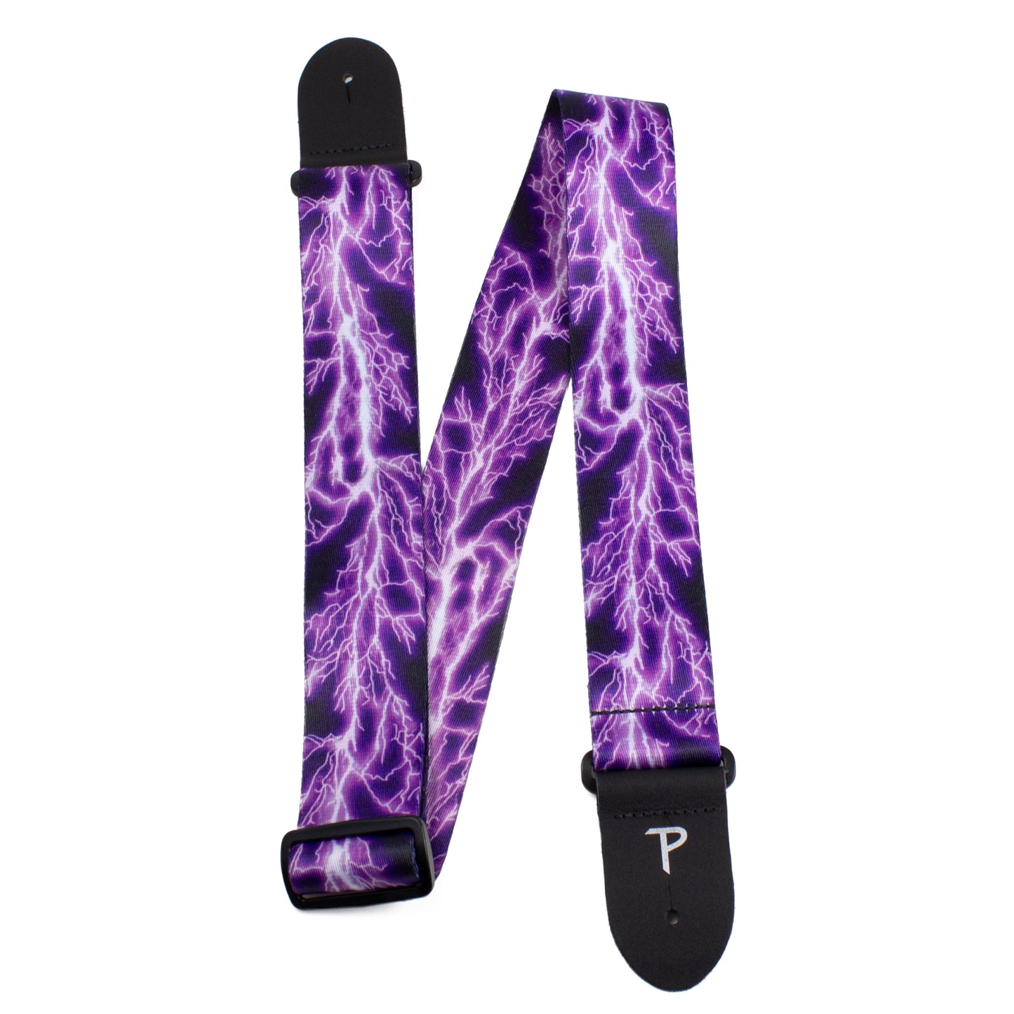 PURPLE LIGHTNING BOLT DESIGN POLYESTER GUITAR STRAP