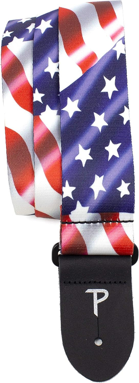 USA WAVING FLAG DESIGN POLYESTER GUITAR STRAP