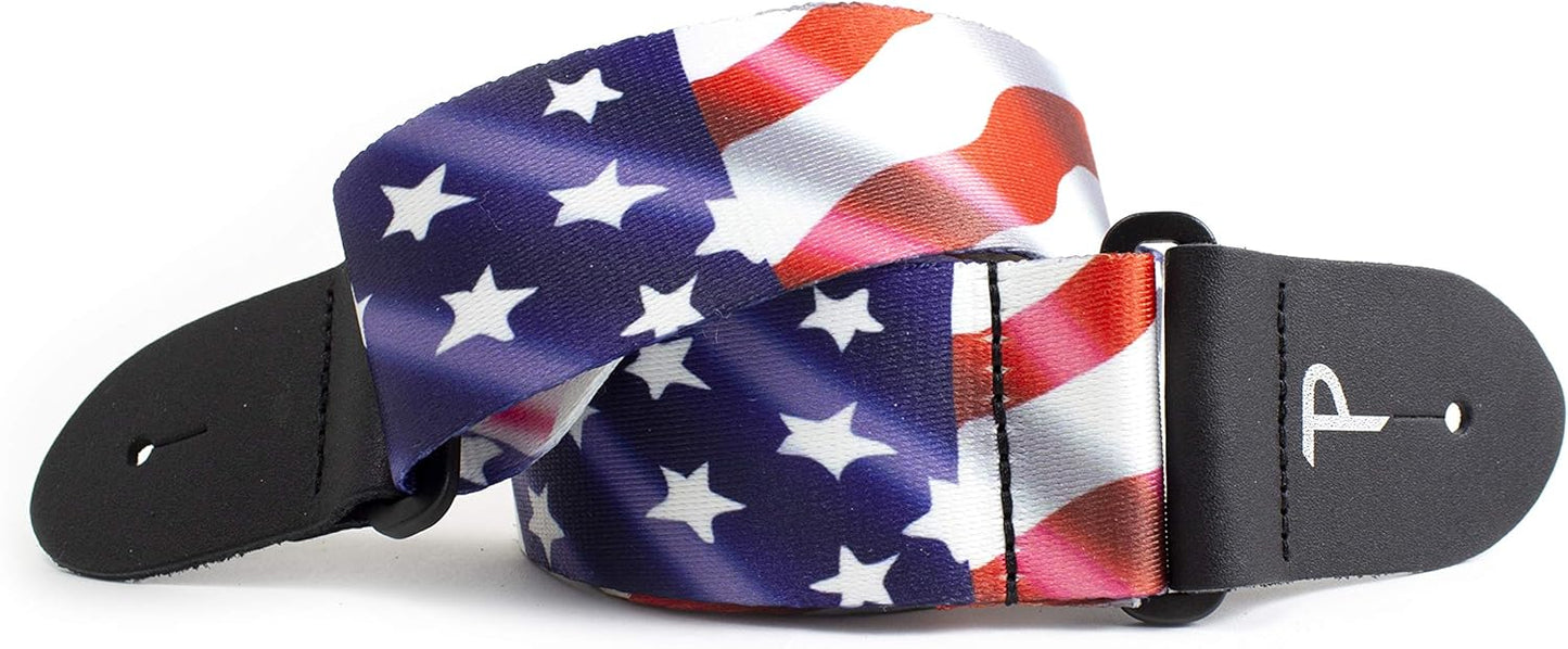 USA WAVING FLAG DESIGN POLYESTER GUITAR STRAP