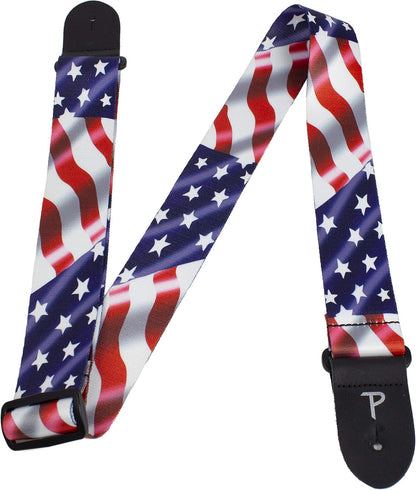 USA WAVING FLAG DESIGN POLYESTER GUITAR STRAP