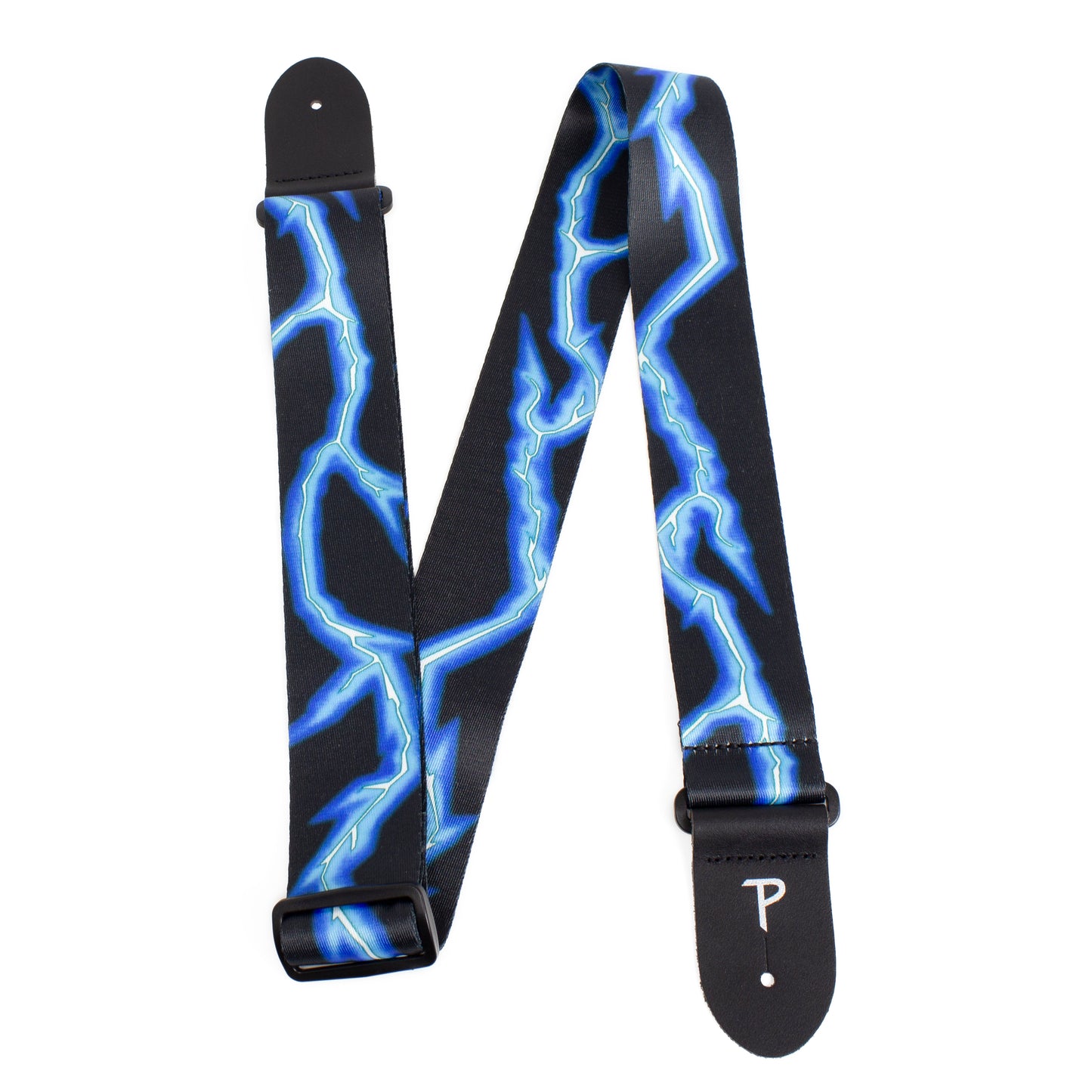 BLUE LIGHTNING BOLT DESIGN POLYESTER GUITAR STRAP