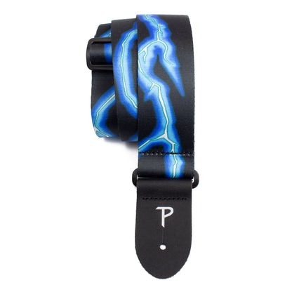BLUE LIGHTNING BOLT DESIGN POLYESTER GUITAR STRAP