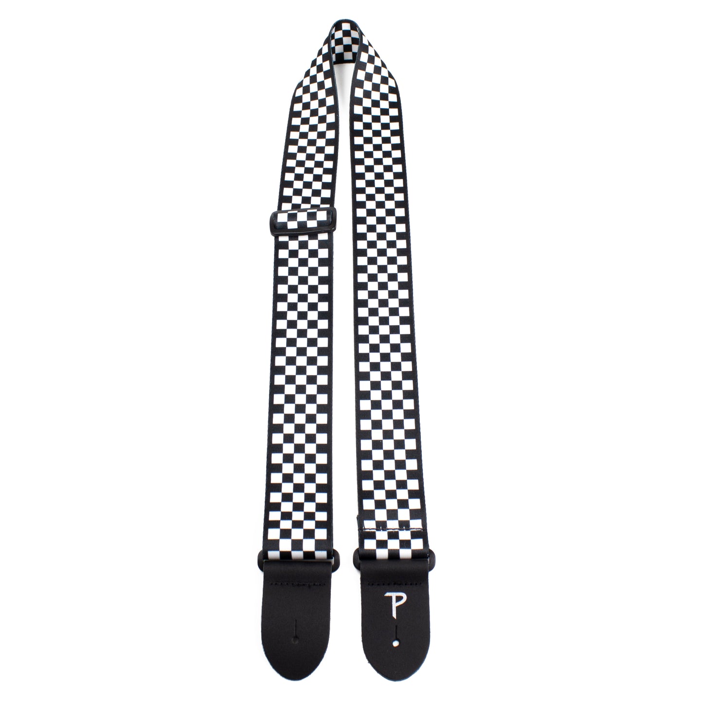 BLACK / WHITE CHECKER DESIGN POLYESTER GUITAR STRAP