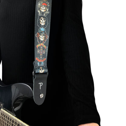 GUNS N ROSES CARTOON FACES POLYESTER GUITAR STRAP
