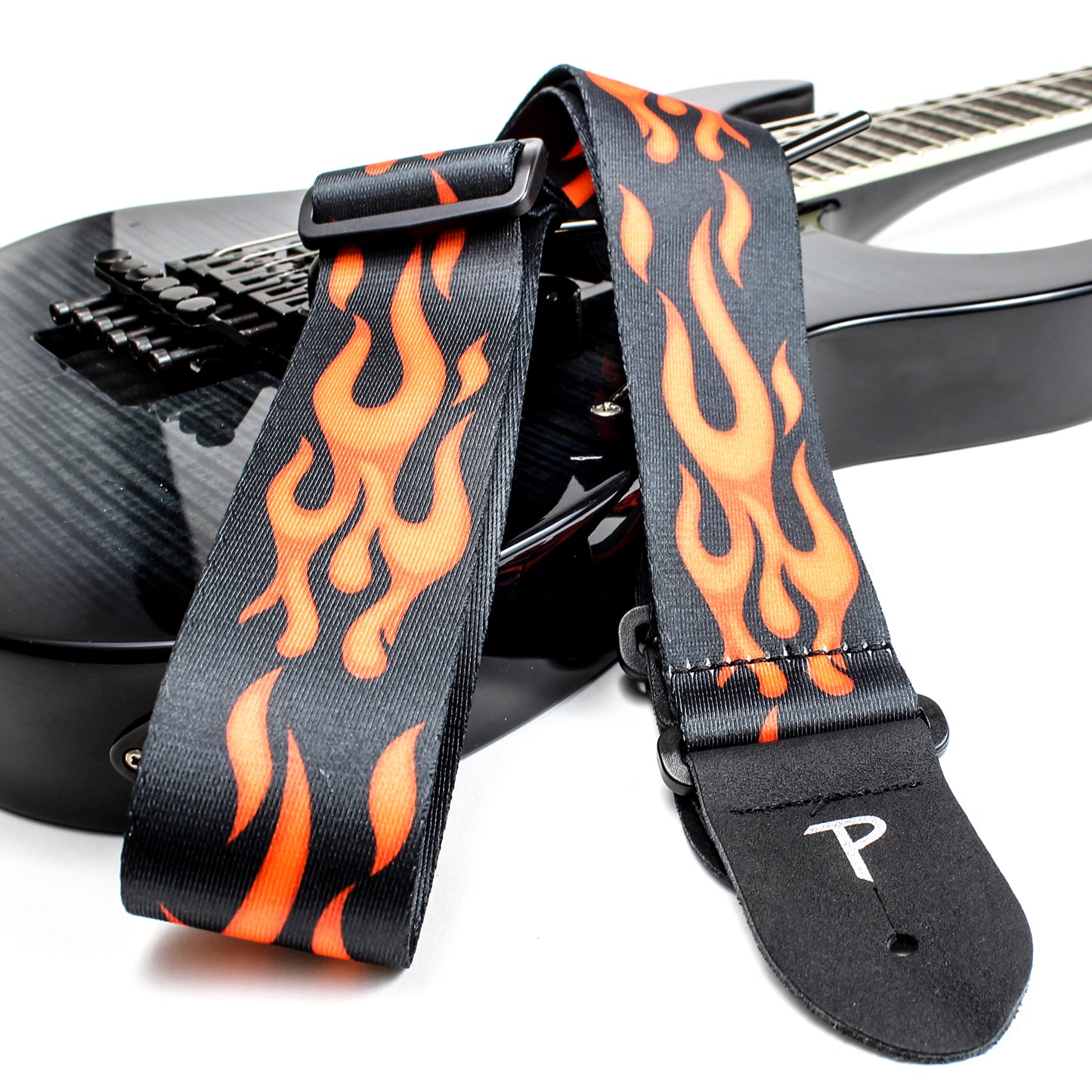 ORANGE FLAMES DESIGN POLYESTER GUITAR STRAP