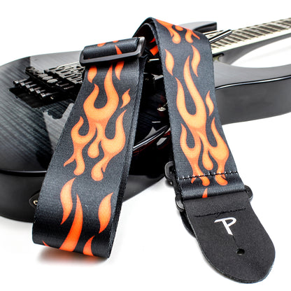 ORANGE FLAMES DESIGN POLYESTER GUITAR STRAP