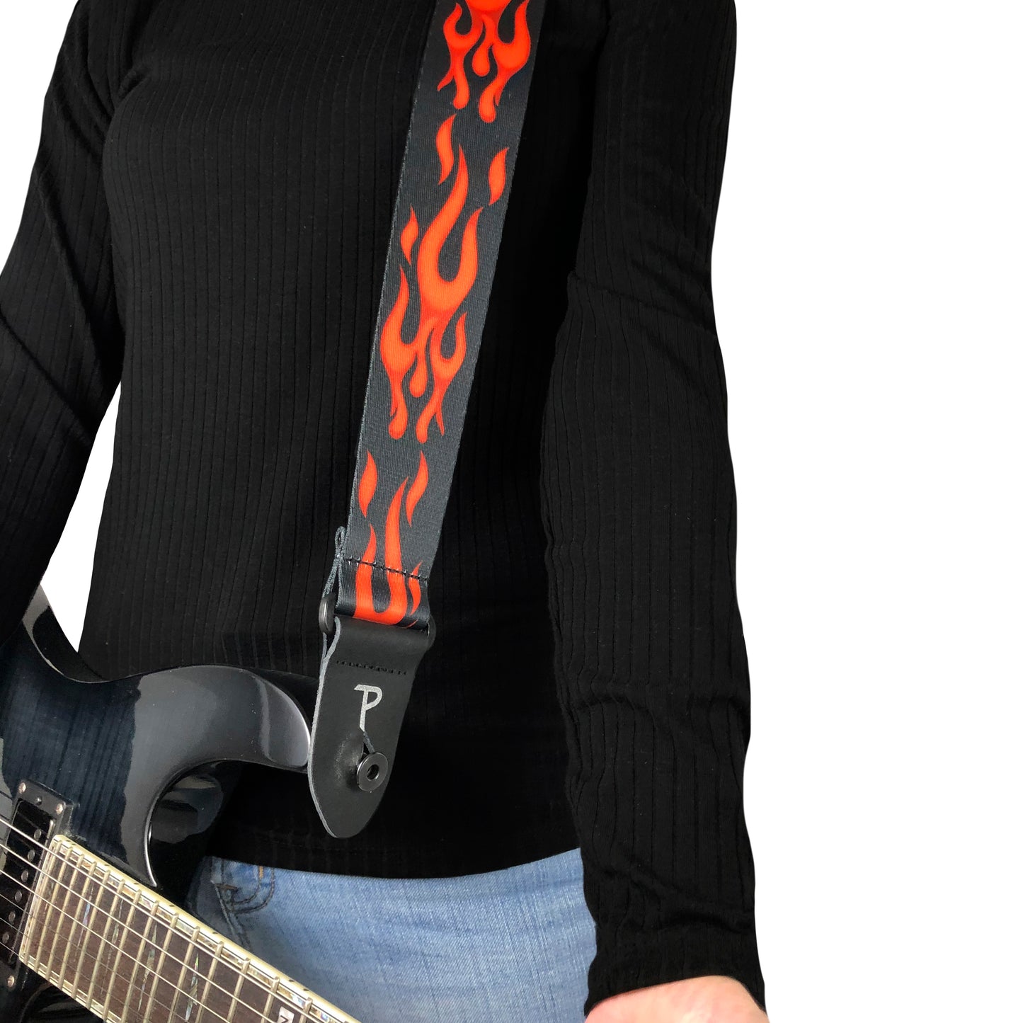 ORANGE FLAMES DESIGN POLYESTER GUITAR STRAP