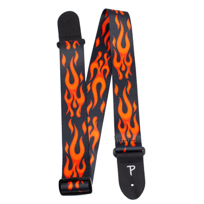 ORANGE FLAMES DESIGN POLYESTER GUITAR STRAP