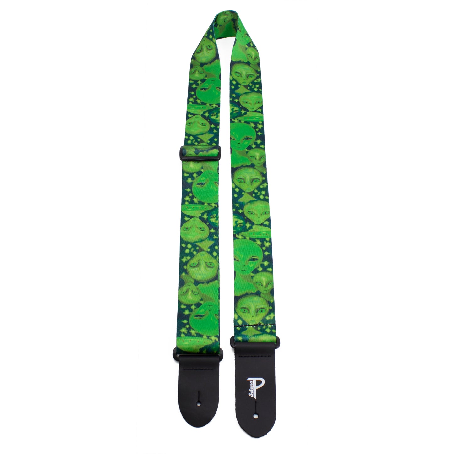 GREEN ALIENS DESIGN POLYESTER GUITAR STRAP