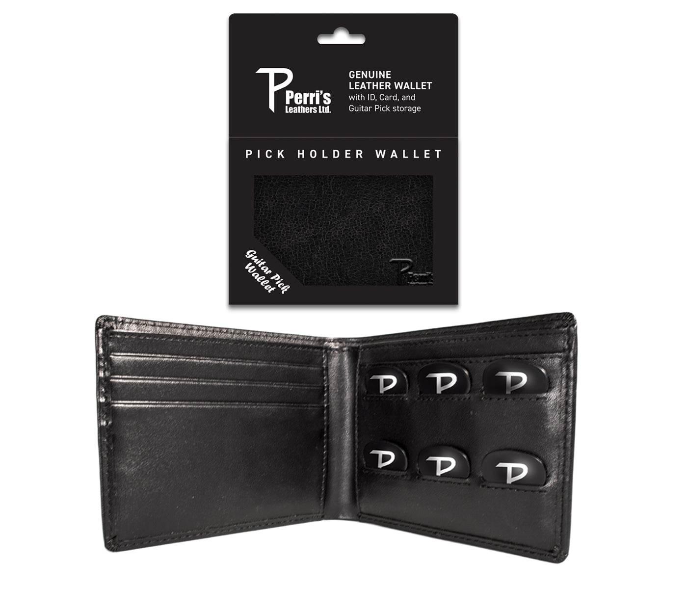 Black Genuine Leather Pick Holder Wallet