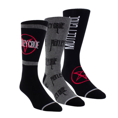 MÖTLEY CRÜE ASSORTED Knit Crew Socks, 3PAIR