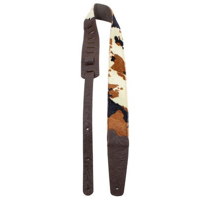 COW PRINT LEATHER GUITAR STRAP
