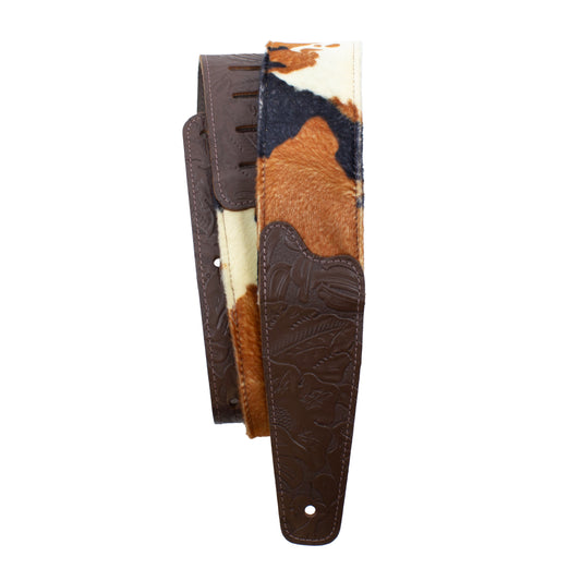 COW PRINT LEATHER GUITAR STRAP