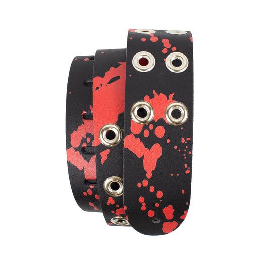 DIRECT TO LEATHER BLOOD SPLATTER DESIGN PRINT Guitar Strap with Grommets