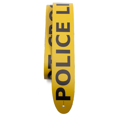 2.5 POLICE LINE DESIGN PRINTED LEATHER GUITAR STRAP