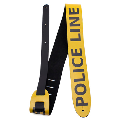 2.5 POLICE LINE DESIGN PRINTED LEATHER GUITAR STRAP