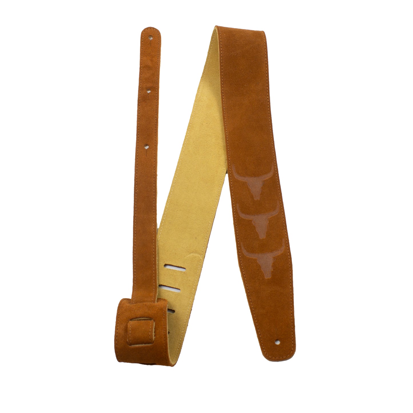 SUEDE LONGHORN EMBOSSED GUITAR STRAP