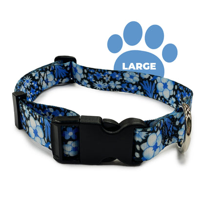 perri's pet products, dog collar, blue floral