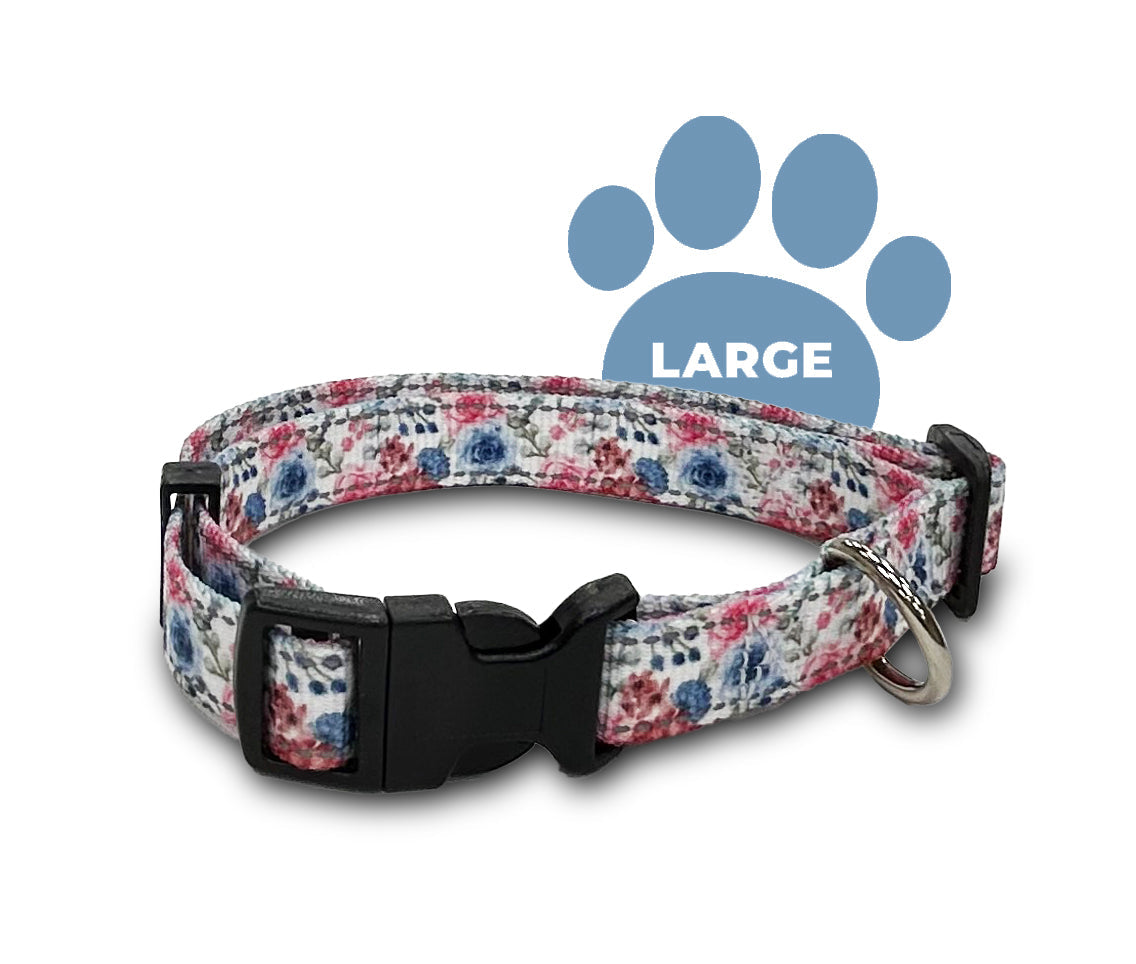 reflective rosalicious, perri's pet products, dog collar, large