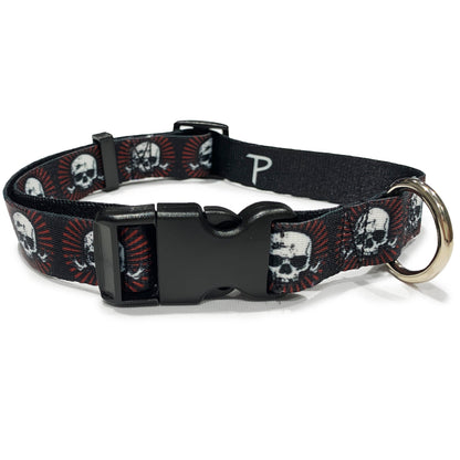 perri's pet products, dog collar, alchemy red skulls