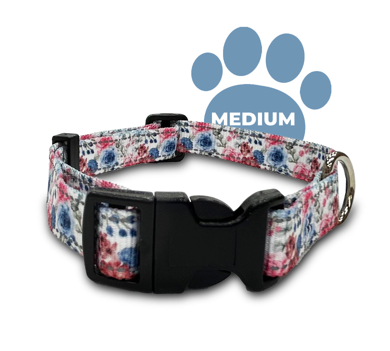 reflective rosalicious, perri's pet products, dog collar, medium