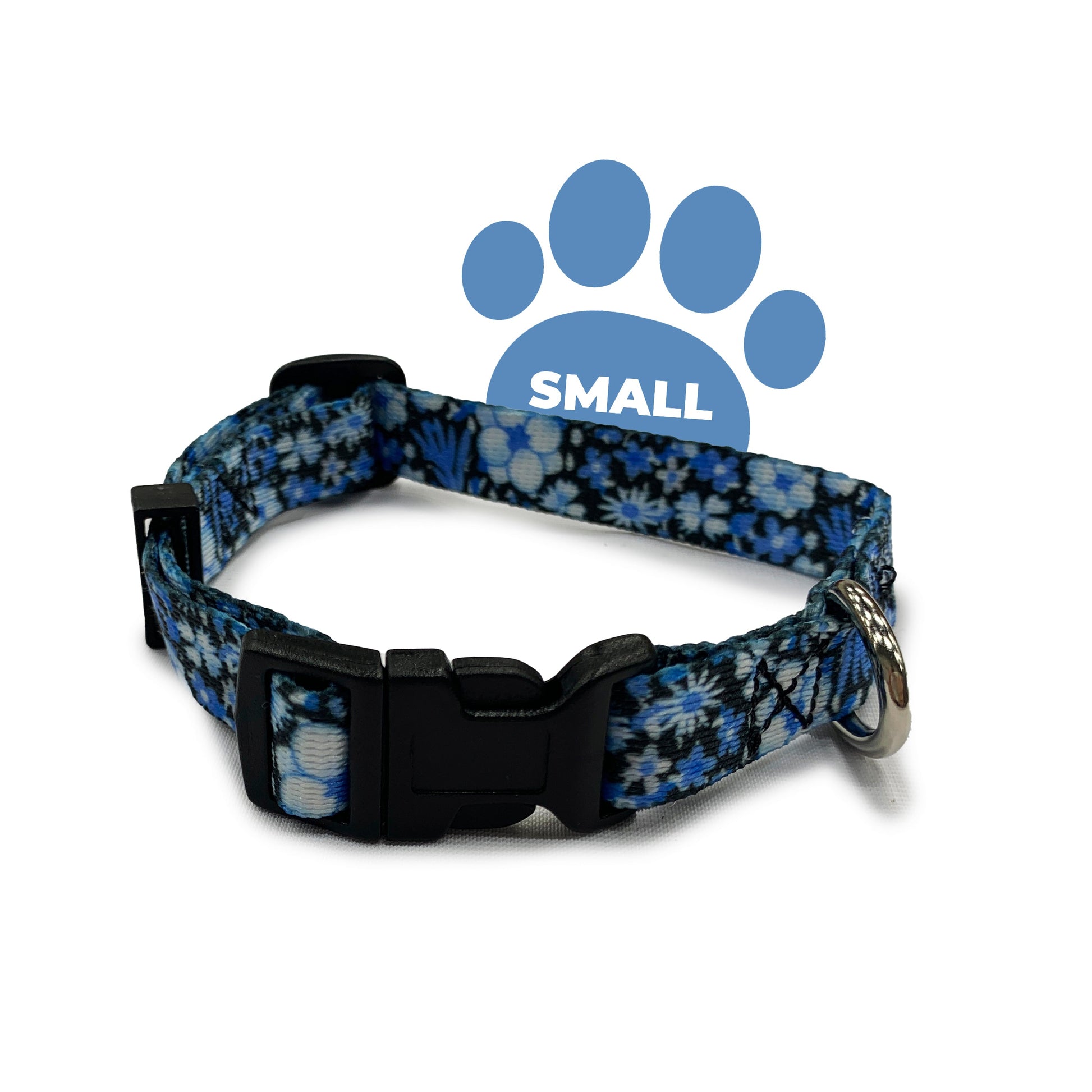 perri's pet products, dog collar, blue floral