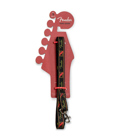 perri's pet products, dog leash, black, yellow and red Fender monogram, packaging