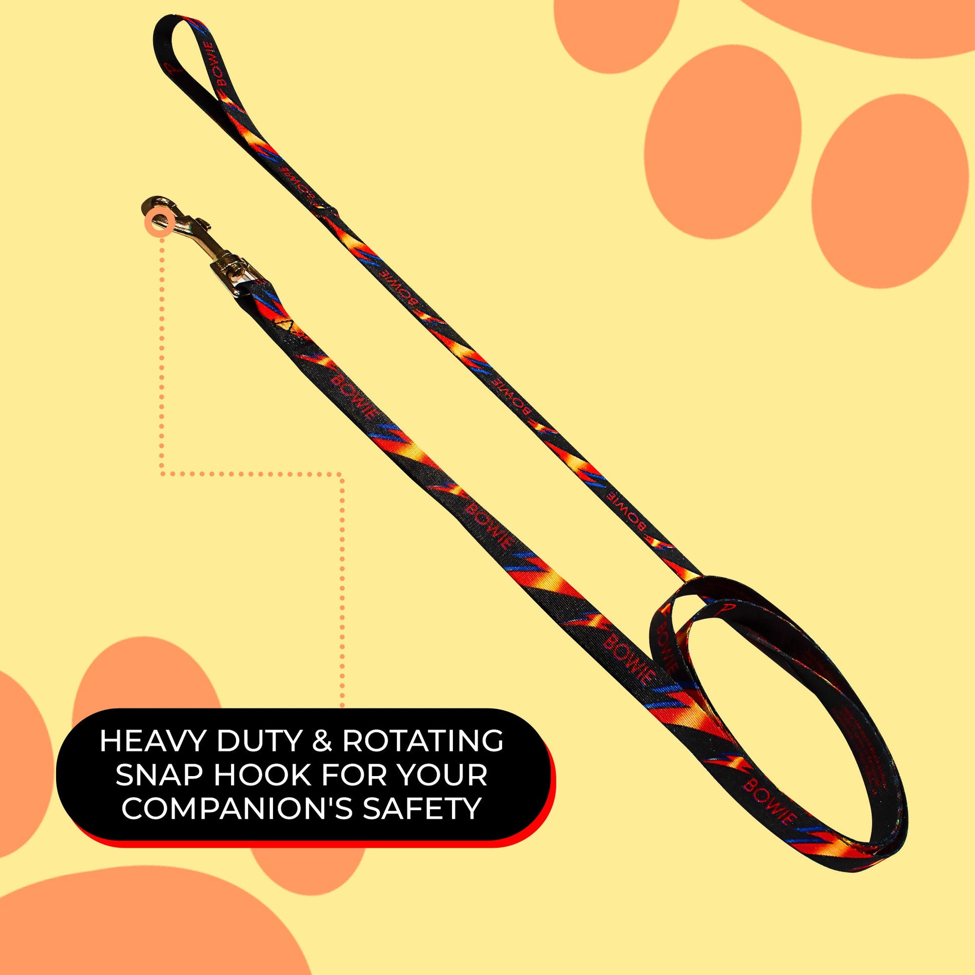 perri's pet products, dog leash, Bowie lightning bolt