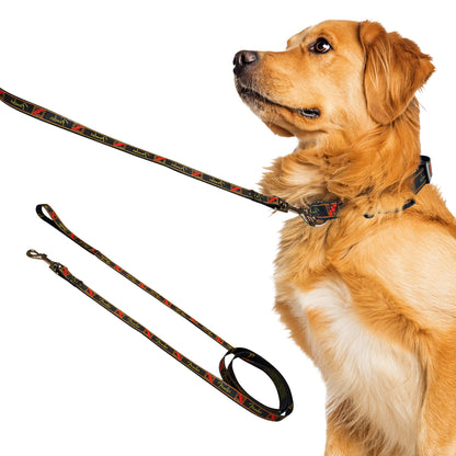 perri's pet products, dog leash, black, yellow and red Fender monogram