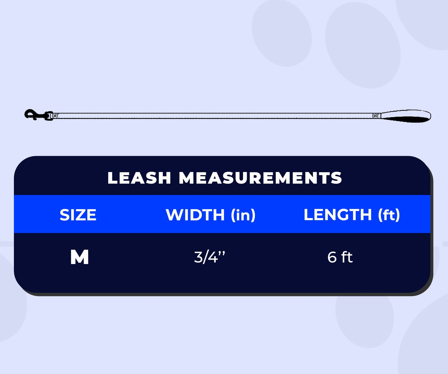 perri's pet products, dog leash, blue space, packaging, size chart