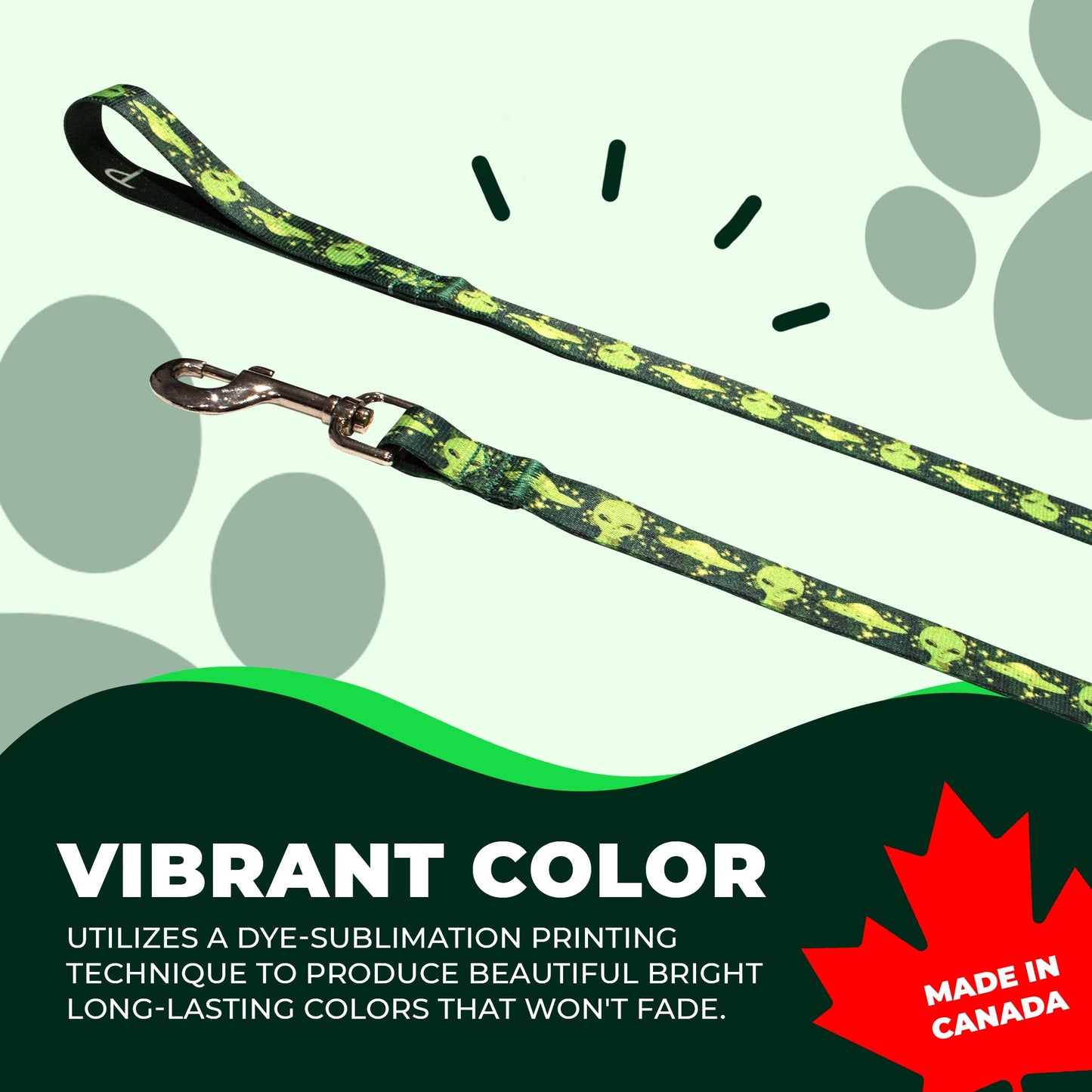 perri's pet products, dog leash, green aliens