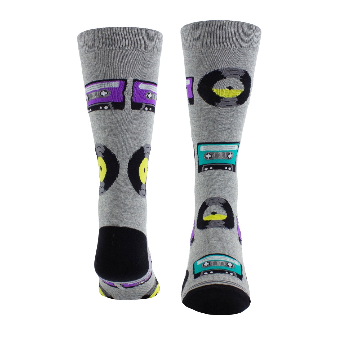 RETRO VINYL & CASSETTE CREW KNIT IN SOCKS, 1 PAIR