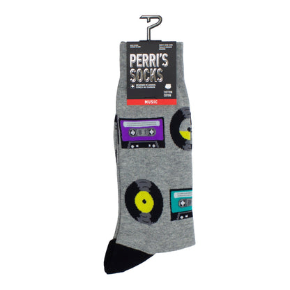 RETRO VINYL & CASSETTE CREW KNIT IN SOCKS, 1 PAIR