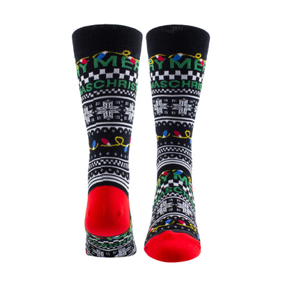 UGLY XMAS SWEATER LIGHTS SOCKS, 1 PAIR