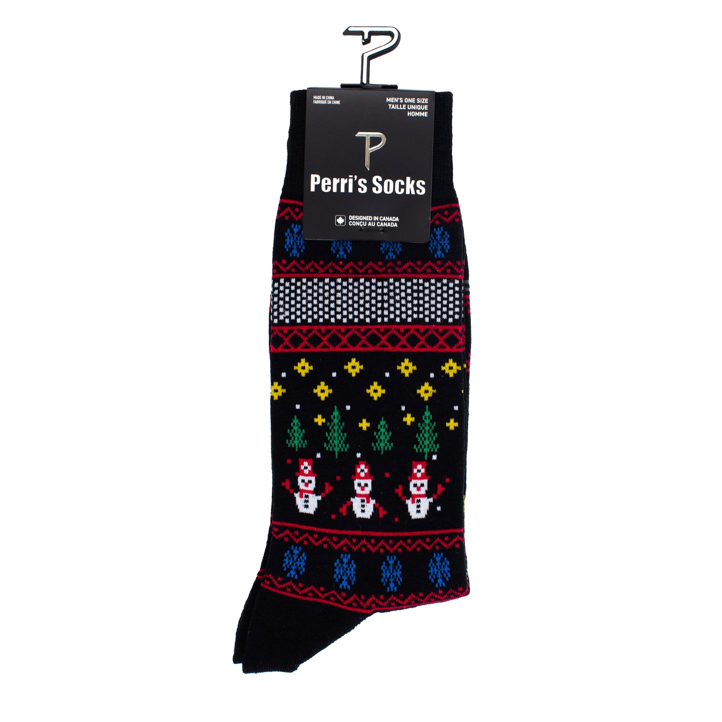 UGLY XMAS SWEATER SNOWMAN SOCKS, 1 PAIR