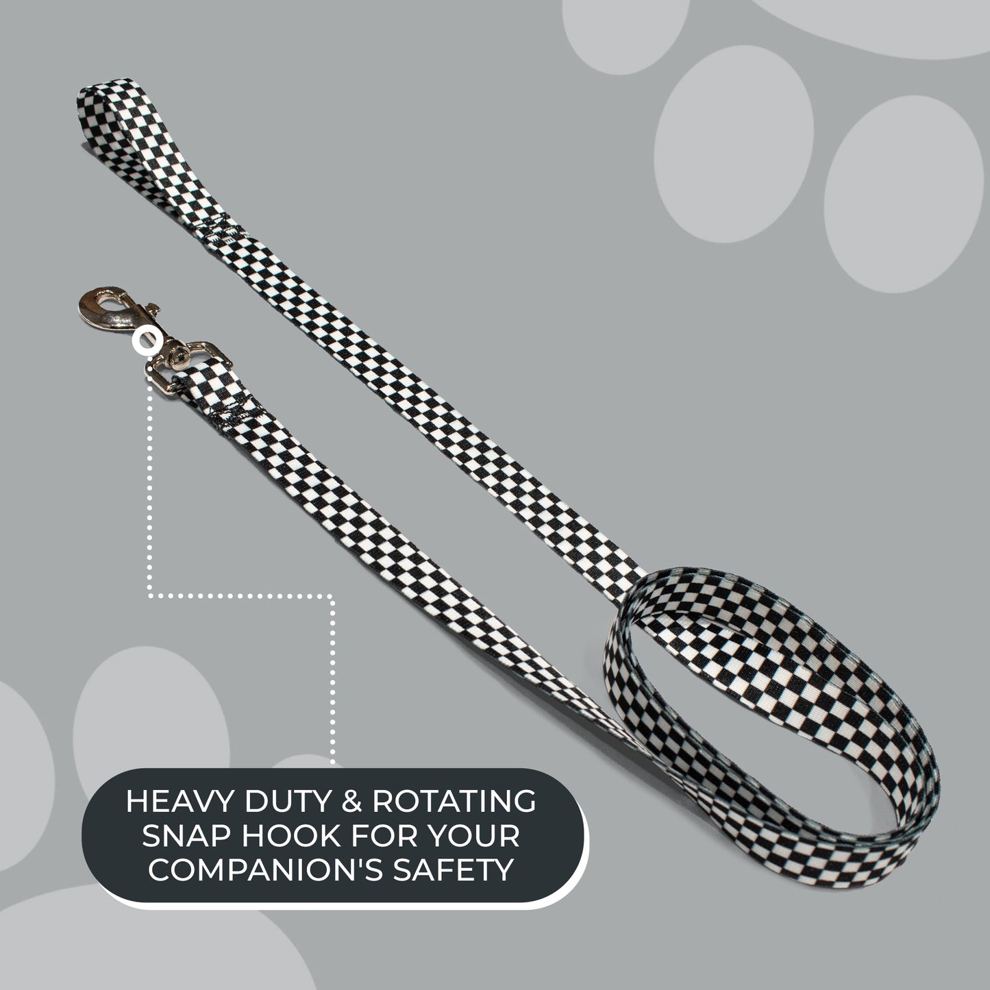 perri's pet products, dog leash, black and white checker