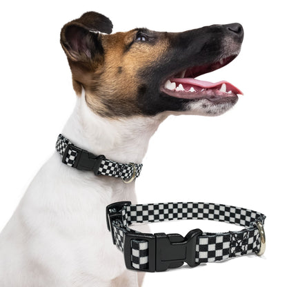 perri's pet products, dog collar, black and white checker