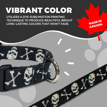 perri's pet products, dog collar, black and white skulls