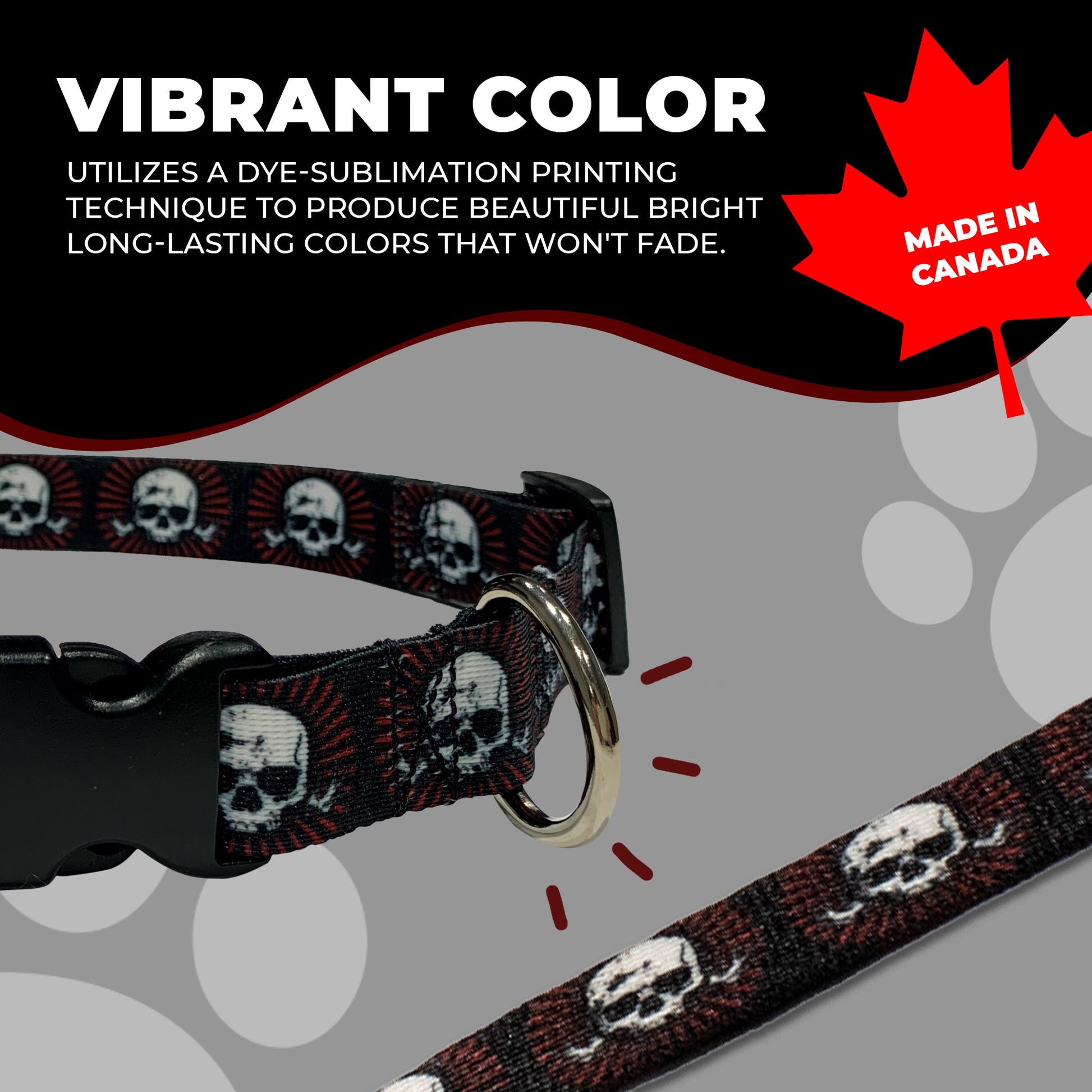 perri's pet products, dog collar, alchemy red skulls