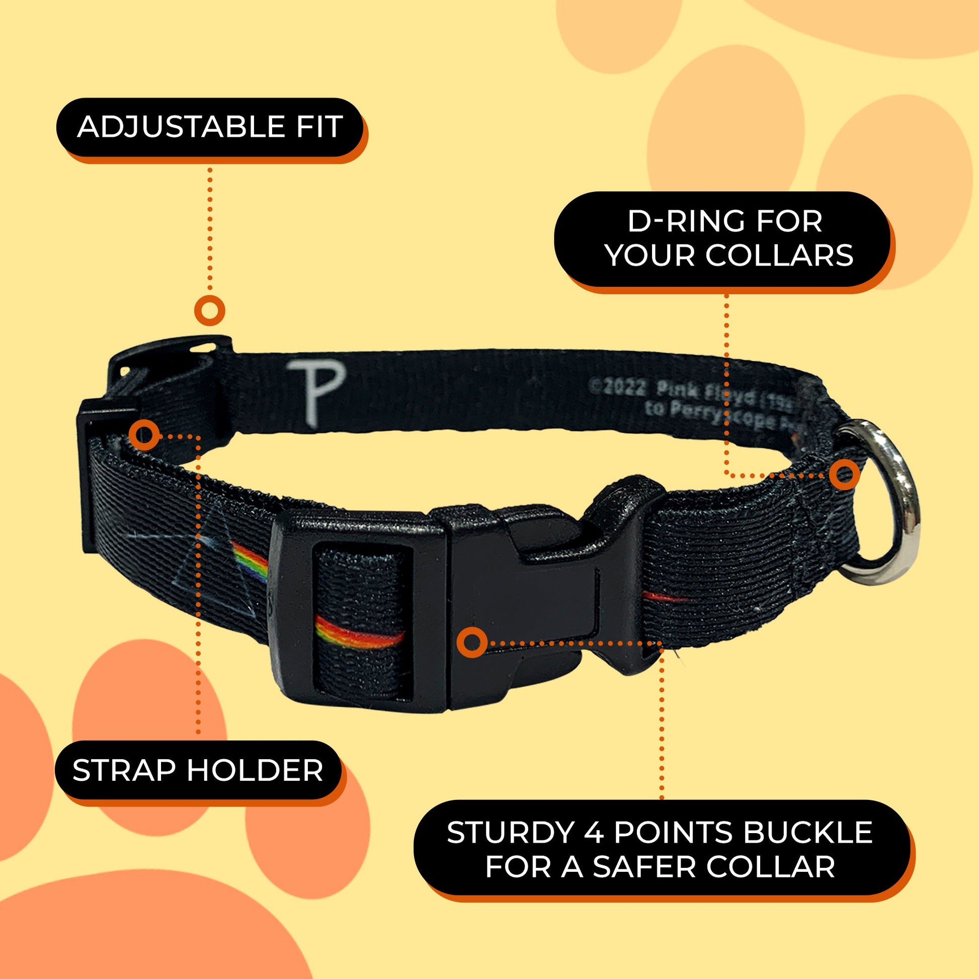 perri's pet products, dog collar, Pink Floyd prism