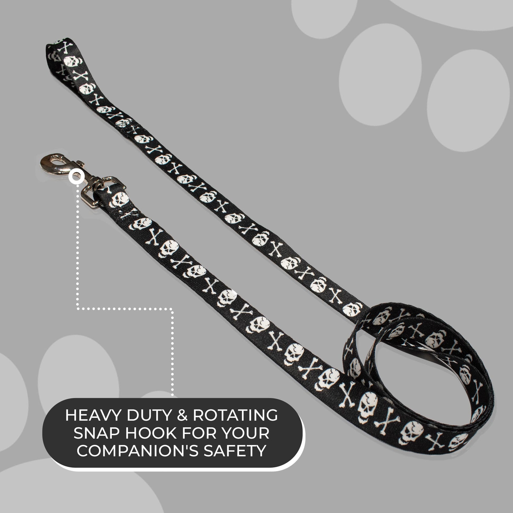 perri's pet products, dog leash, black and white skulls