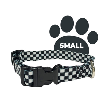 perri's pet products, dog collar, black and white checker