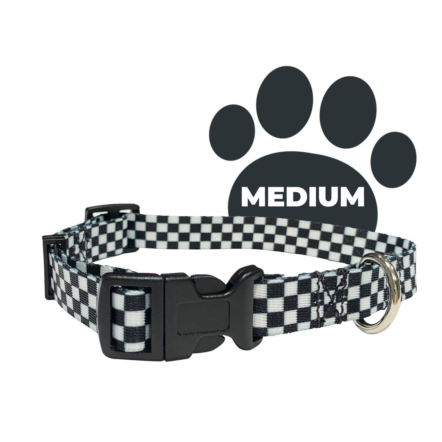 perri's pet products, dog collar, black and white checker