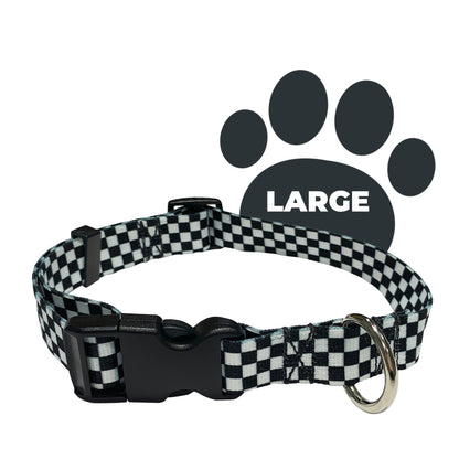 perri's pet products, dog collar, black and white checker